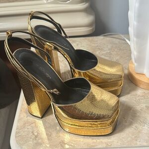 Public Desire Gold Platform Heels